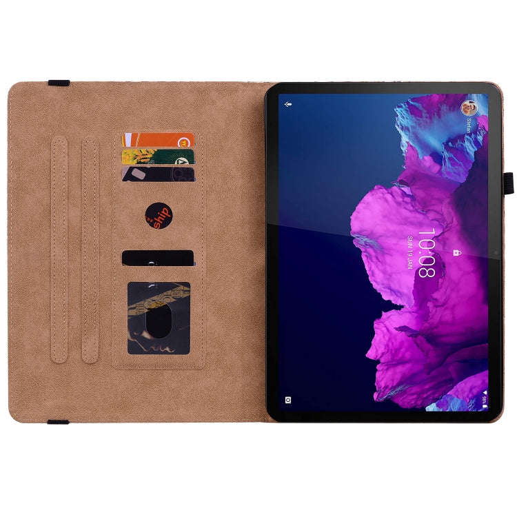 For Lenovo Tab P11 TB-J606F Color Weave Leather Tablet Case with Holder(Black)