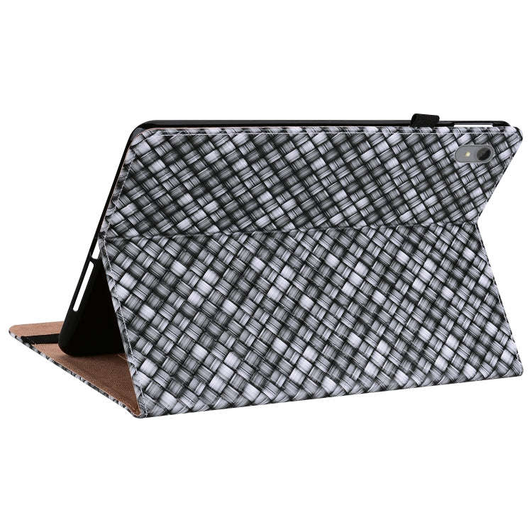 For Lenovo Tab P11 TB-J606F Color Weave Leather Tablet Case with Holder(Black)