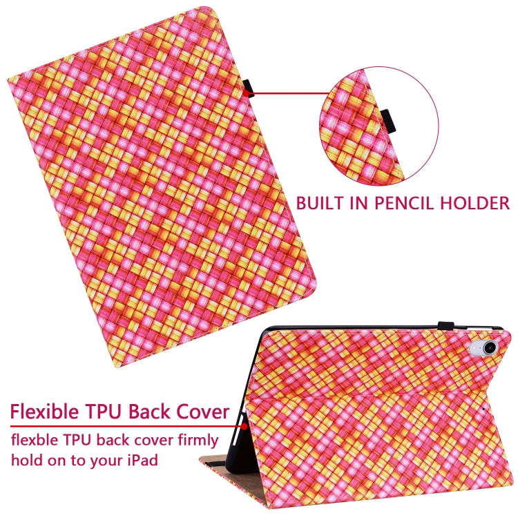 For Lenovo Tab P11 TB-J606F Color Weave Leather Tablet Case with Holder(Rose Red)