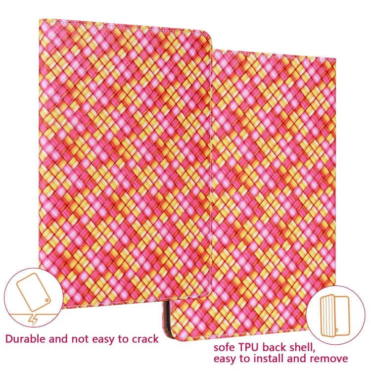 For Lenovo Tab P11 TB-J606F Color Weave Leather Tablet Case with Holder(Rose Red)