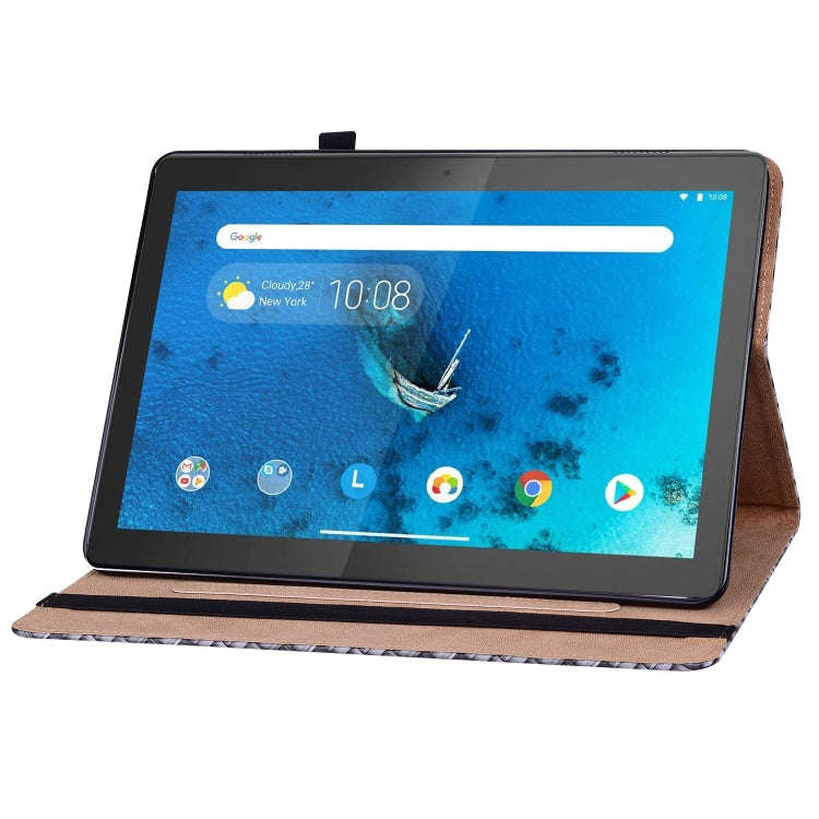 For Lenovo Tab  M10 TB-X605L Color Weave Leather Tablet Case with Holder(Black)