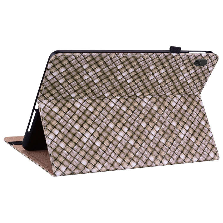 For Lenovo Tab  M10 TB-X605L Color Weave Leather Tablet Case with Holder(Brown)