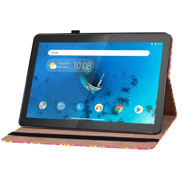 For Lenovo Tab  M10 TB-X605L Color Weave Leather Tablet Case with Holder(Rose Red)