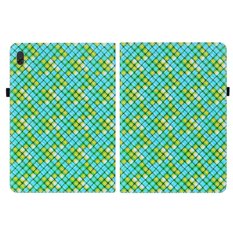 For Lenovo Tab  M10 TB-X605L Color Weave Leather Tablet Case with Holder(Green)