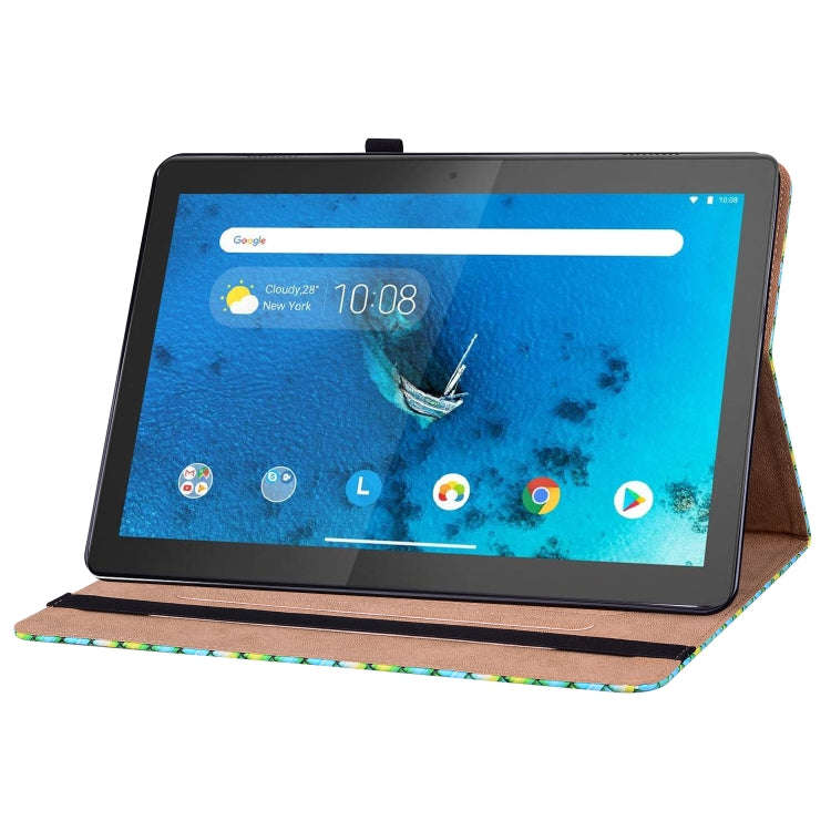 For Lenovo Tab  M10 TB-X605L Color Weave Leather Tablet Case with Holder(Green)