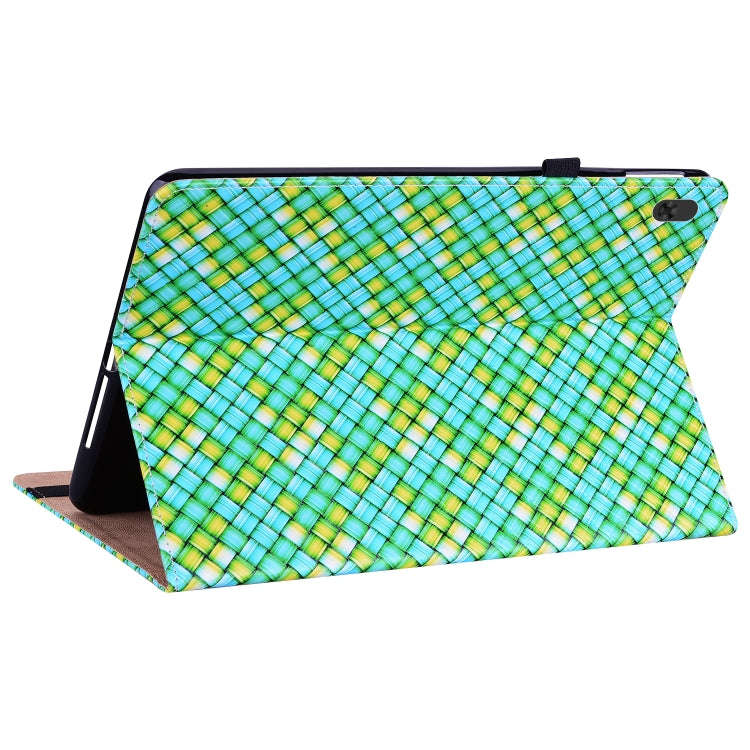 For Lenovo Tab  M10 TB-X605L Color Weave Leather Tablet Case with Holder(Green)