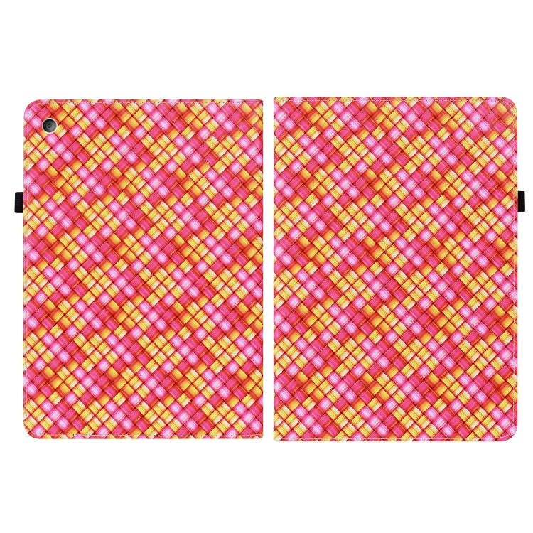 For Amazon Kindle Fire HD8 Color Weave Leather Tablet Case with Holder(Rose Red)