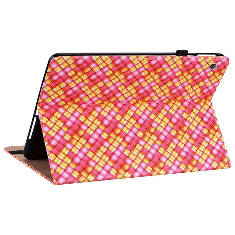 For Amazon Kindle Fire HD8 Color Weave Leather Tablet Case with Holder(Rose Red)