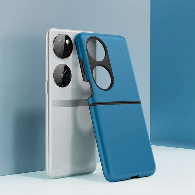 For Huawei P50 Pocket Contrasting Quicksand PC + Silicone Shockproof Phone Case(Sea Blue)
