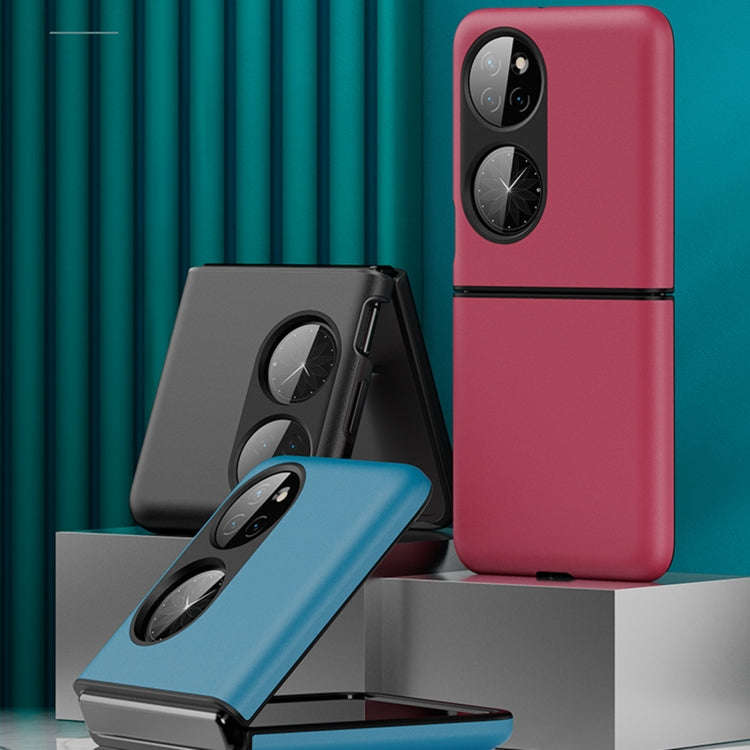 For Huawei P50 Pocket Contrasting Quicksand PC + Silicone Shockproof Phone Case(Sea Blue)