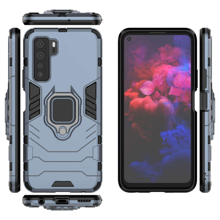 For Huawei nova7 SE PC + TPU Shockproof Protective Phone Case with Magnetic Ring Holder(Navy Blue)