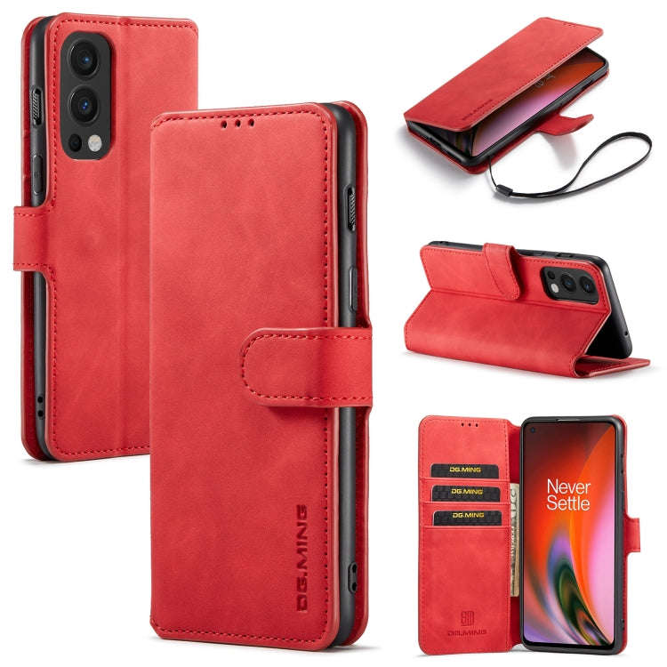 For OnePlus Nord 2 DG.MING Retro Oil Side Horizontal Flip Leather Case with Holder & Card Slots &...
