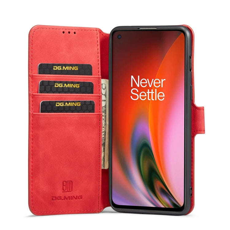 For OnePlus Nord 2 DG.MING Retro Oil Side Horizontal Flip Leather Case with Holder & Card Slots &...