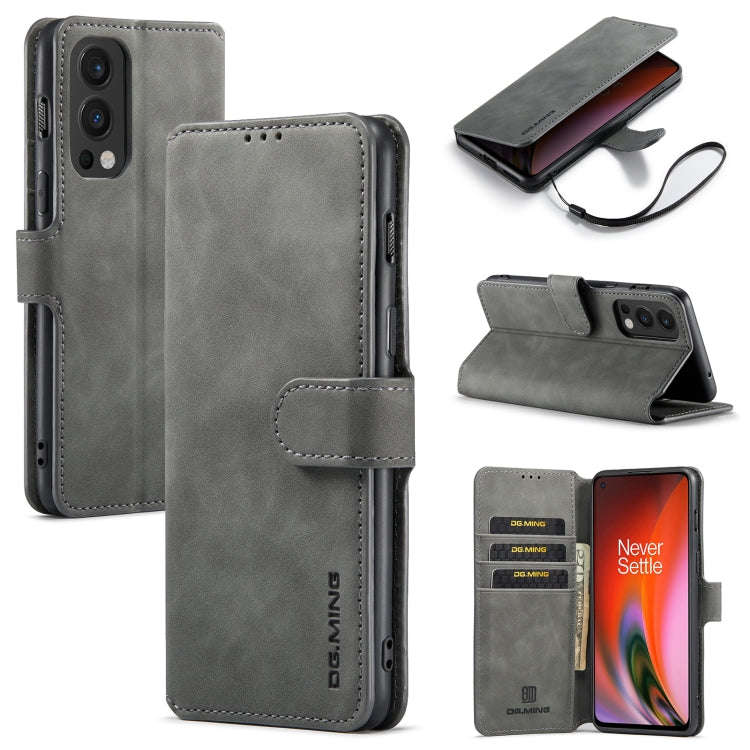For OnePlus Nord 2 DG.MING Retro Oil Side Horizontal Flip Leather Case with Holder & Card Slots &...