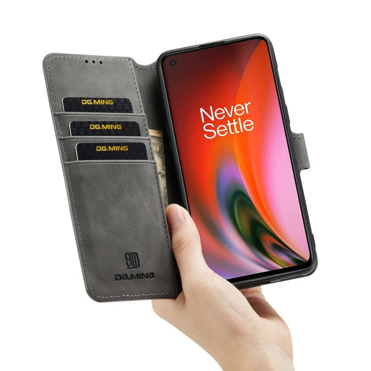 For OnePlus Nord 2 DG.MING Retro Oil Side Horizontal Flip Leather Case with Holder & Card Slots &...