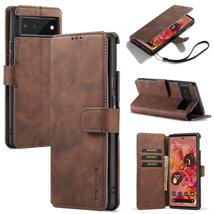 For Google Pixel 6 DG.MING Retro Oil Side Horizontal Flip Leather Case with Holder & Card Slots &...