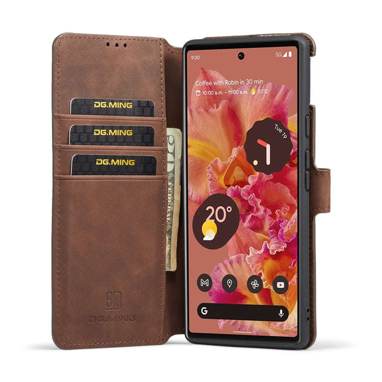 For Google Pixel 6 DG.MING Retro Oil Side Horizontal Flip Leather Case with Holder & Card Slots &...