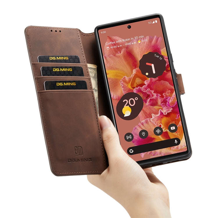 For Google Pixel 6 DG.MING Retro Oil Side Horizontal Flip Leather Case with Holder & Card Slots &...
