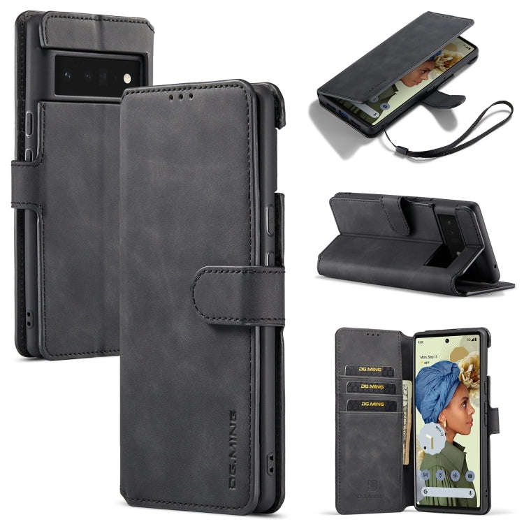 For Google Pixel 6 Pro DG.MING Retro Oil Side Horizontal Flip Leather Case with Holder & Card Slo...