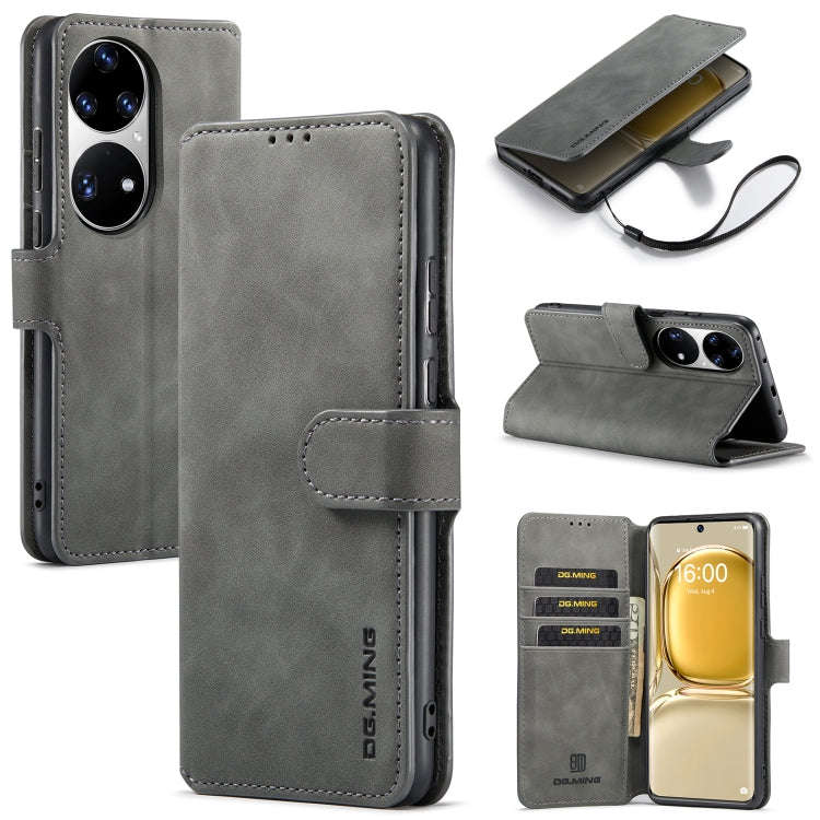 For Huawei P50 DG.MING Retro Oil Side Horizontal Flip Leather Case with Holder & Card Slots & Wal...