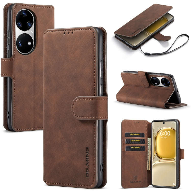 For Huawei P50 Pro DG.MING Retro Oil Side Horizontal Flip Leather Case with Holder & Card Slots &...