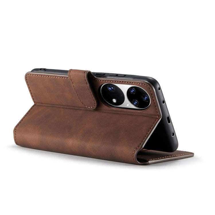 For Huawei P50 Pro DG.MING Retro Oil Side Horizontal Flip Leather Case with Holder & Card Slots &...