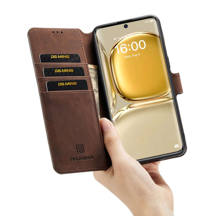 For Huawei P50 Pro DG.MING Retro Oil Side Horizontal Flip Leather Case with Holder & Card Slots &...