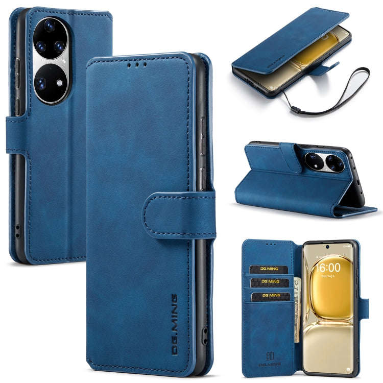 For Huawei P50 Pro DG.MING Retro Oil Side Horizontal Flip Leather Case with Holder & Card Slots &...