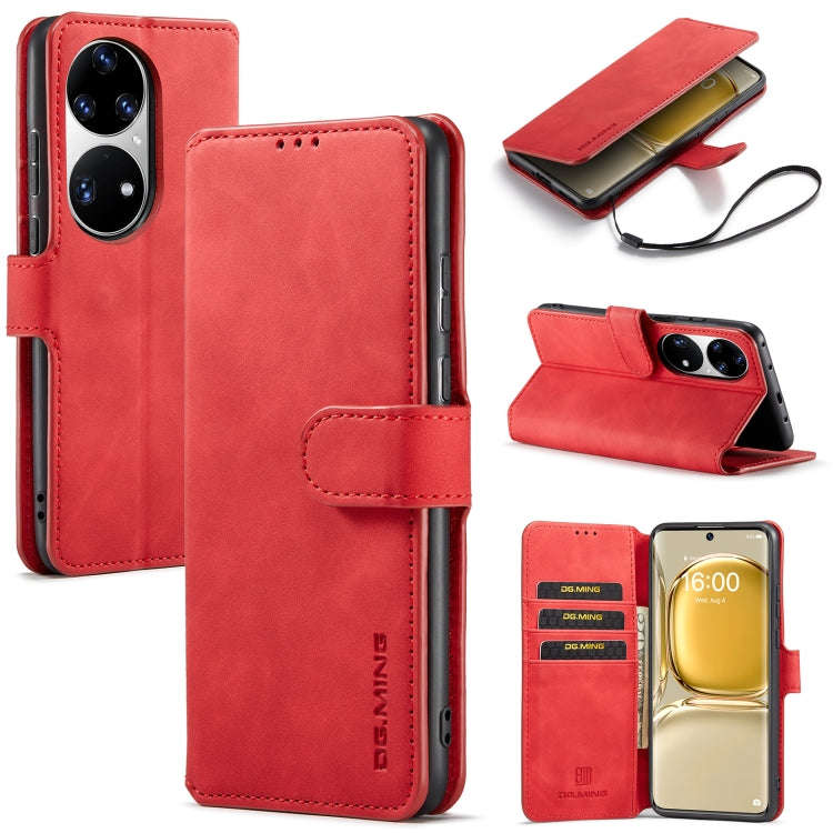 For Huawei P50 Pro DG.MING Retro Oil Side Horizontal Flip Leather Case with Holder & Card Slots &...