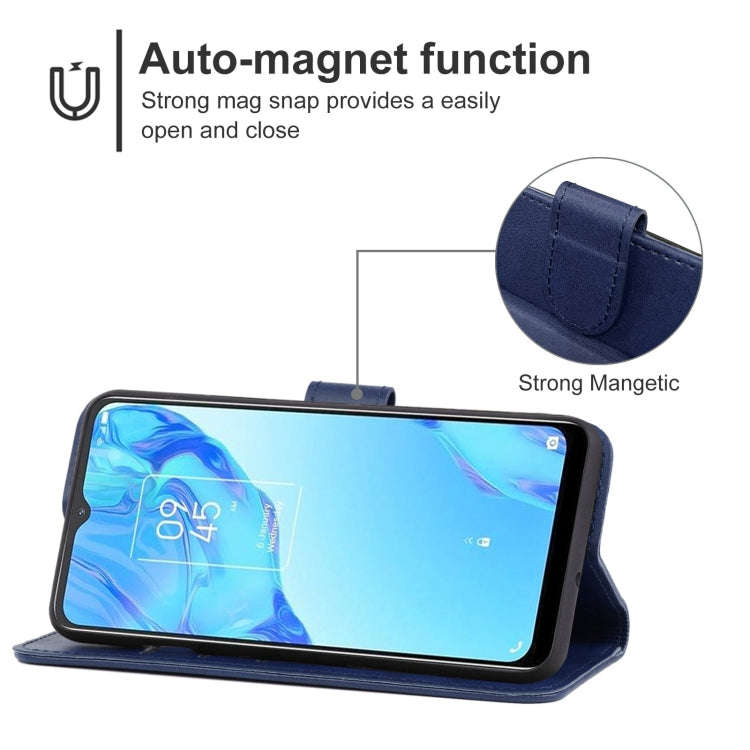 Leather Phone Case For TCL 20B(Blue)