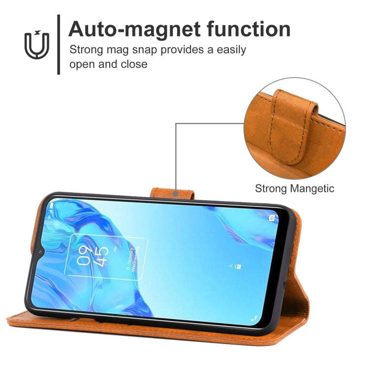 Leather Phone Case For TCL 20B(Brown)