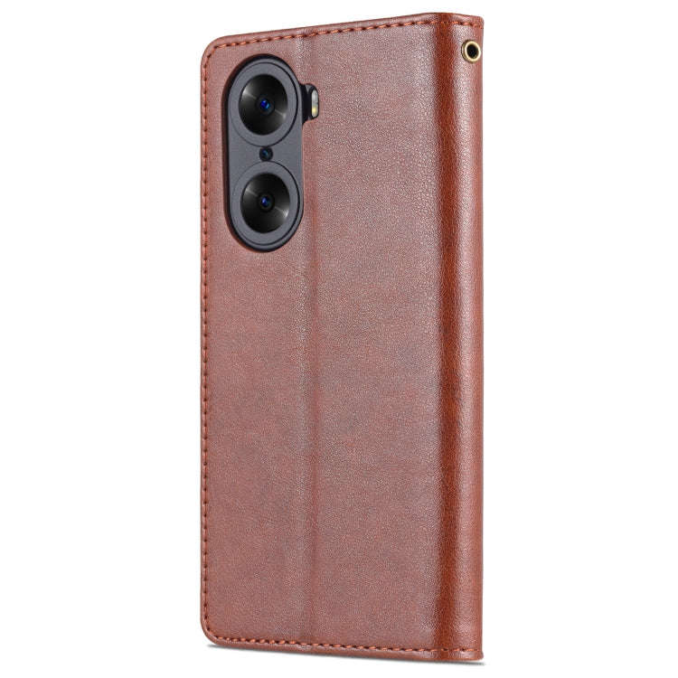 For Honor 60 AZNS Sheepskin Texture Flip Leather Phone Case(Brown)