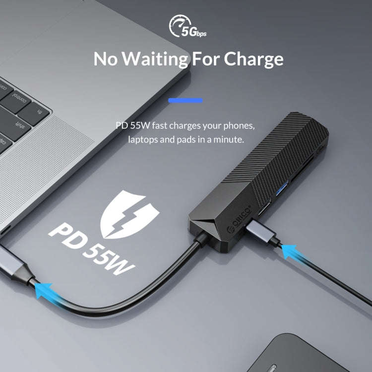 ORICO MDK-6P-GY-BP 6 In 1 Type-C / USB-C Multifunctional Docking Station(Grey)