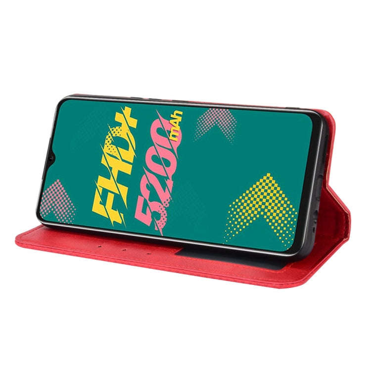 For Infinix Hot 11 Magnetic Buckle Retro Texture Leather Phone Case(Red)