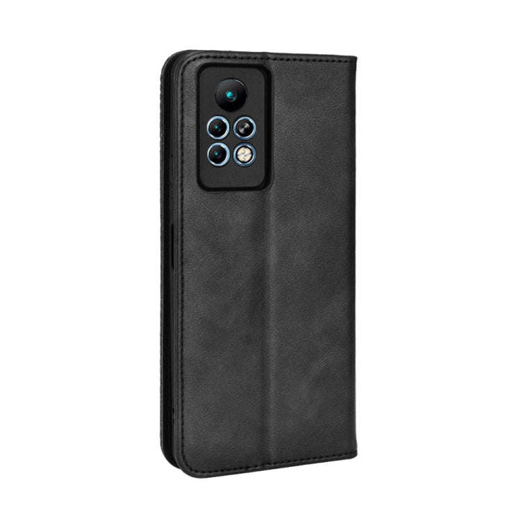 For Infinix Note 11 Pro Magnetic Buckle Retro Texture Leather Phone Case(Black)