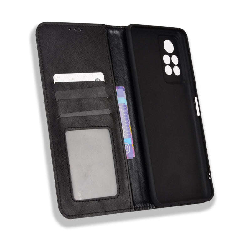 For Infinix Note 11 Pro Magnetic Buckle Retro Texture Leather Phone Case(Black)