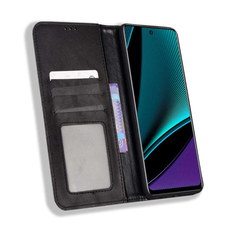 For Infinix Note 11 Pro Magnetic Buckle Retro Texture Leather Phone Case(Black)