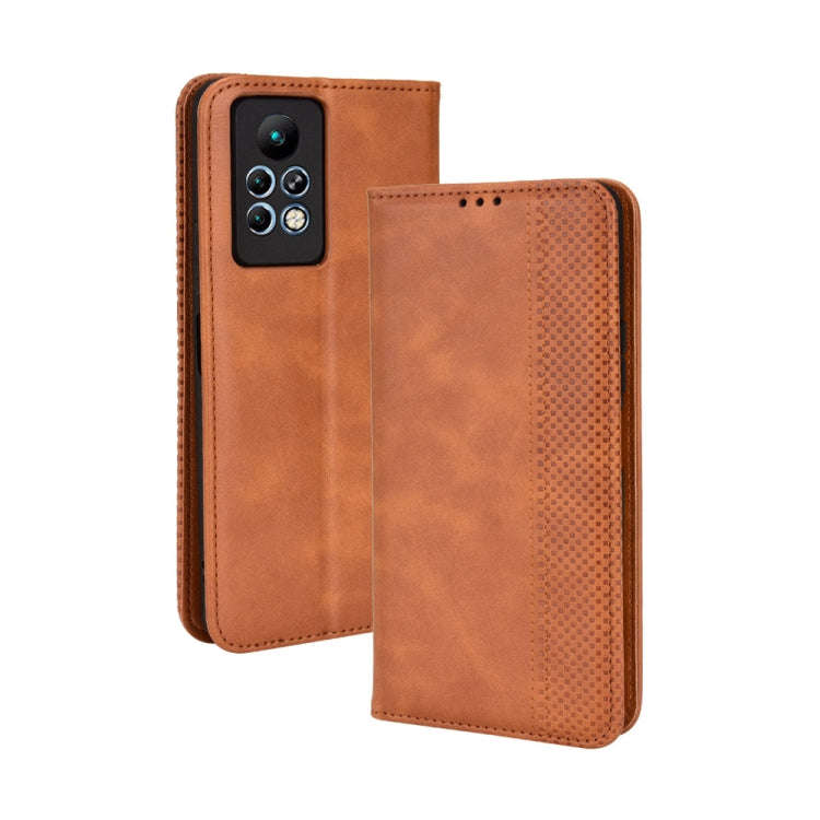 For Infinix Note 11 Pro Magnetic Buckle Retro Texture Leather Phone Case(Brown)