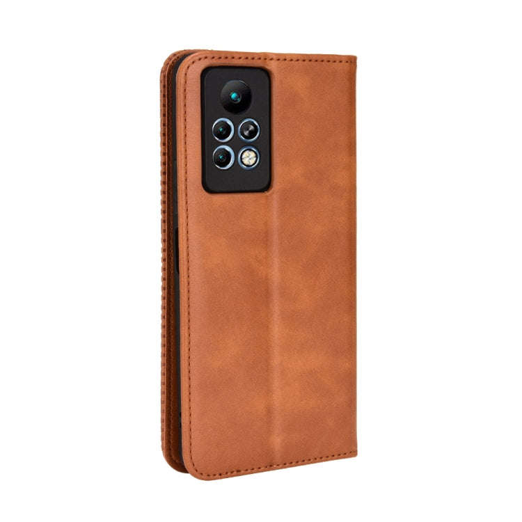 For Infinix Note 11 Pro Magnetic Buckle Retro Texture Leather Phone Case(Brown)