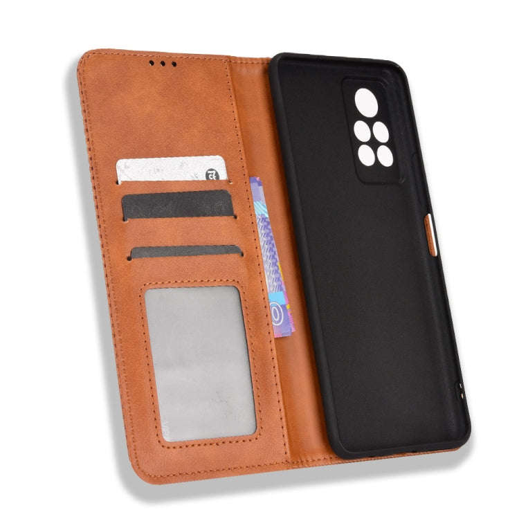 For Infinix Note 11 Pro Magnetic Buckle Retro Texture Leather Phone Case(Brown)