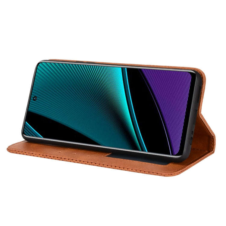 For Infinix Note 11 Pro Magnetic Buckle Retro Texture Leather Phone Case(Brown)