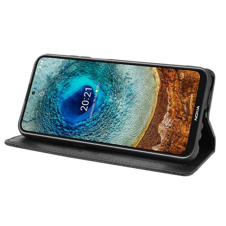 For Nokia X100 / X10 / X20 Magnetic Buckle Retro Texture Leather Phone Case(Black)