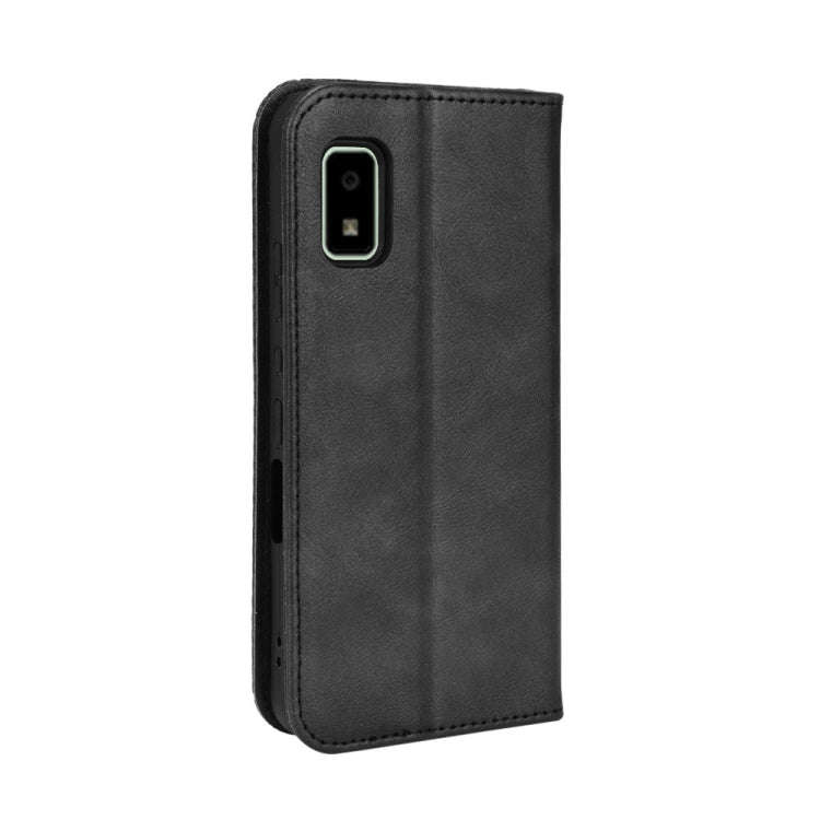 For Sharp Aquos Wish Magnetic Buckle Retro Texture Leather Phone Case(Black)