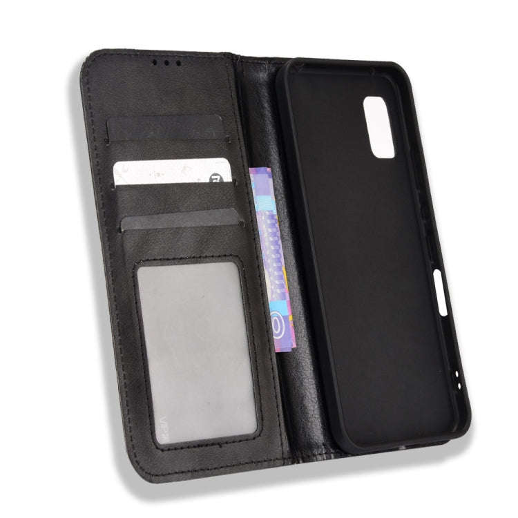 For Sharp Aquos Wish Magnetic Buckle Retro Texture Leather Phone Case(Black)