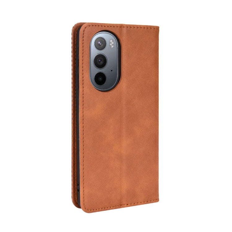 For Motorola Moto Edge X30 Magnetic Buckle Retro Crazy Horse Leather Phone Case(Brown)