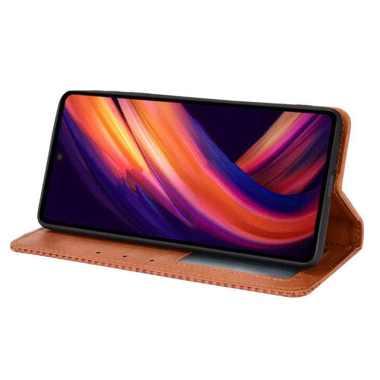 For Motorola Moto Edge X30 Magnetic Buckle Retro Crazy Horse Leather Phone Case(Brown)