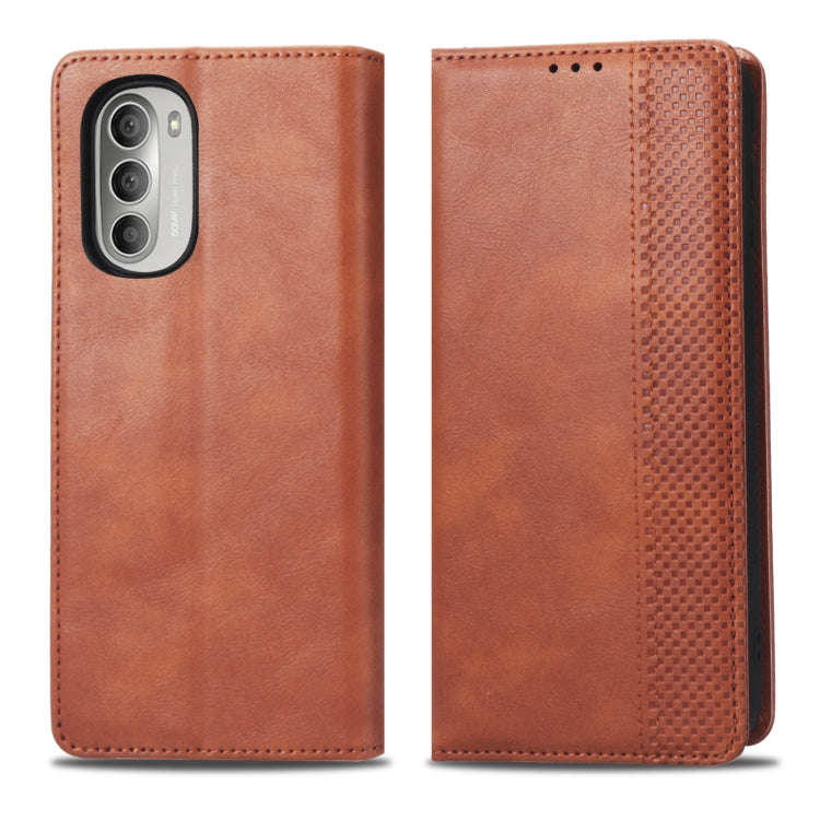 For Motorola Moto G51 5G Magnetic Buckle Retro Crazy Horse Leather Phone Case(Brown)