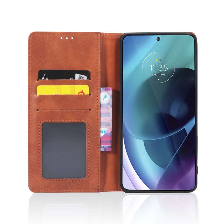 For Motorola Moto G51 5G Magnetic Buckle Retro Crazy Horse Leather Phone Case(Brown)