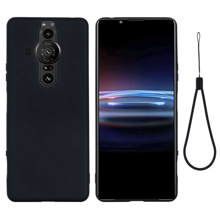 For Sony Xperia Pro-I Pure Color Liquid Silicone Phone Case(Black)