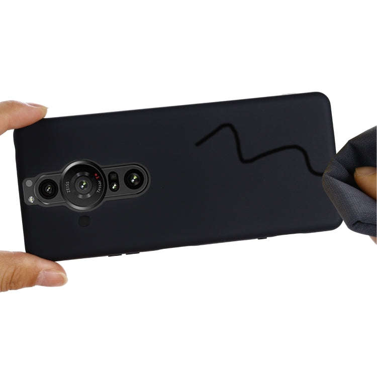 For Sony Xperia Pro-I Pure Color Liquid Silicone Phone Case(Black)